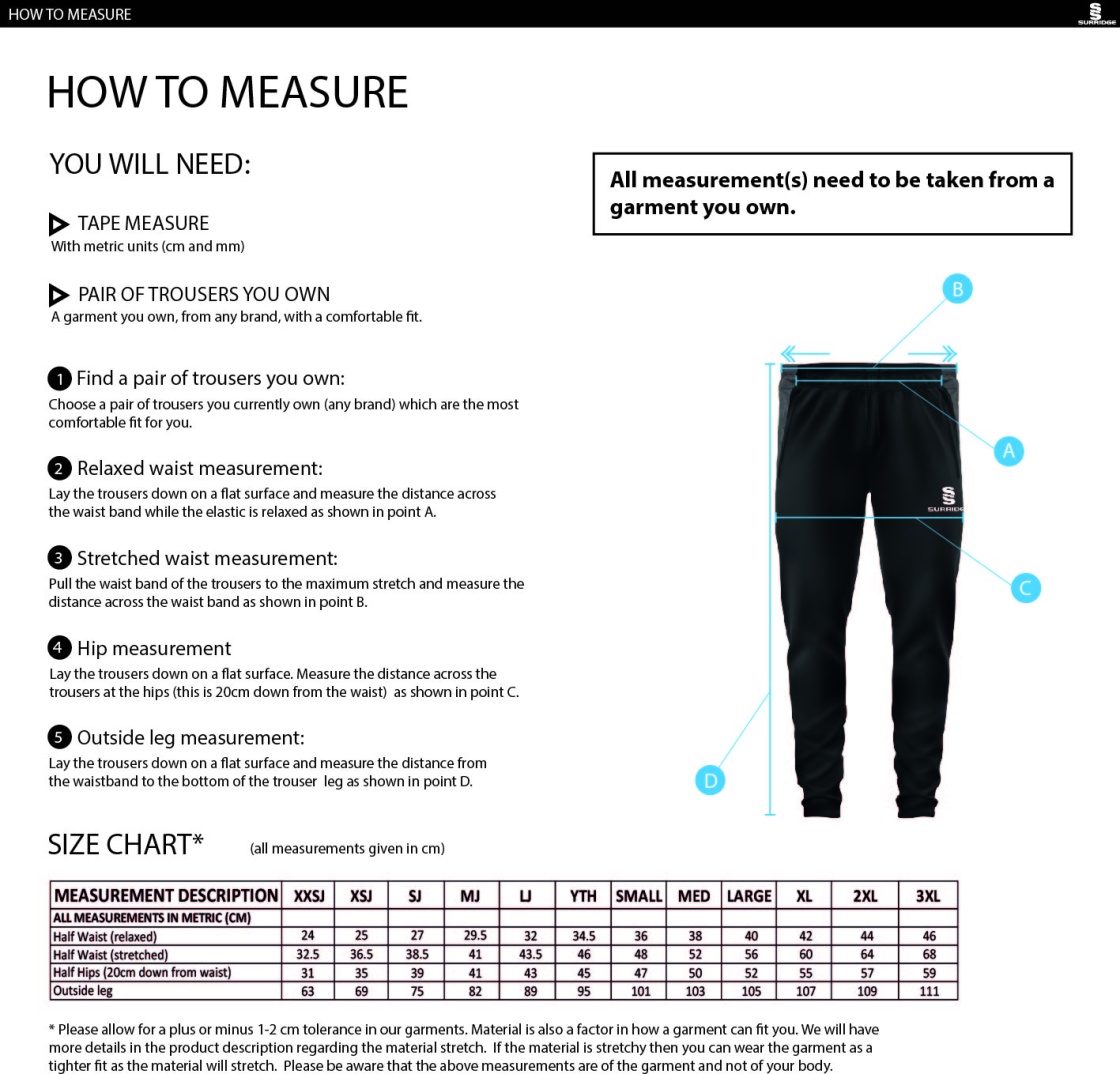 Cavaliers Cricket Club Dual Skinny Pants - Size Guide